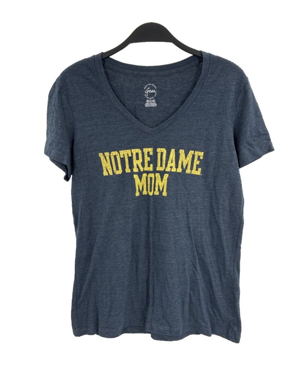 Gear For Sports Womens Notre Dame Mom T Shirt Blue V Neck Graphic Tee Size Large